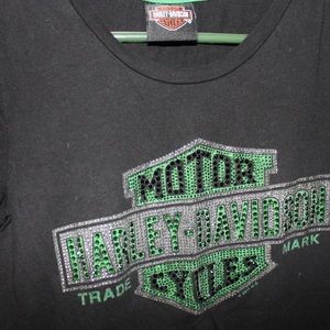 HARLEY DAVIDSON BLACK WITH GREEN DIAMOND DESIGN